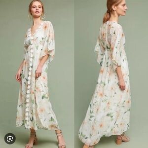 Farm Rio Dahlia Dress Floral Maxi Lace Chiffon Sz M